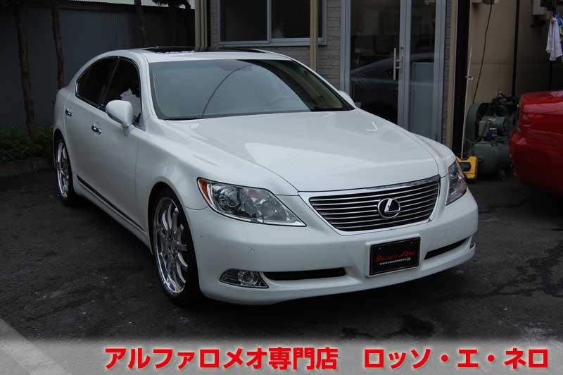 レクサスLS460 US仕様・ホワイト ローダウン カールソン21インチAW